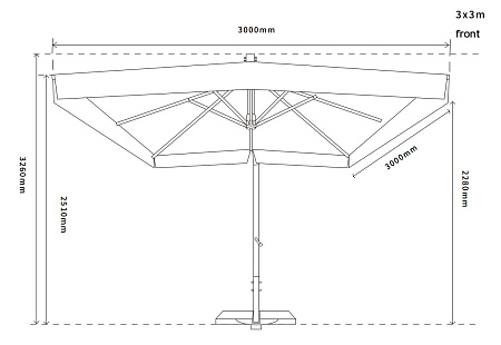 "Корсика" зонт уличный 3х3м на боковой алюминиевой опоре, цвет под дерево