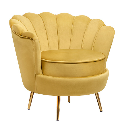 Низкие кресла для дома Дизайнерское кресло ракушка Pearl yellow желтый