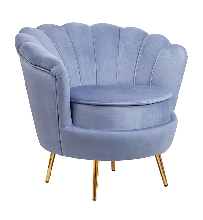 Низкие кресла для дома Дизайнерское кресло ракушка голубое Pearl sky
