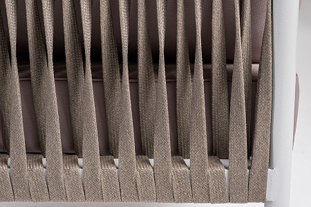 "Касабланка" угловой модуль плетеный из роупа, каркас алюминий светло-серый (RAL7035) шагрень, роуп серо-коричневый 23мм, ткань Neo ash