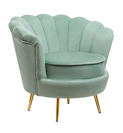 Низкие кресла для дома Дизайнерское кресло ракушка зеленое Pearl green