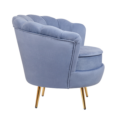 Низкие кресла для дома Дизайнерское кресло ракушка голубое Pearl sky