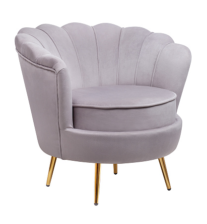Низкие кресла для дома Дизайнерское кресло ракушка серое Pearl grey
