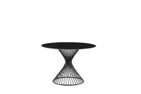 "Луна" стол интерьерный круглый обеденный из керамики, цвет черный матовый