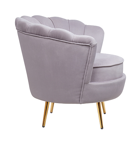 Низкие кресла для дома Дизайнерское кресло ракушка серое Pearl grey