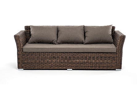 "Капучино" диван из искусственного ротанга (гиацинт) трехместный, цвет коричневый